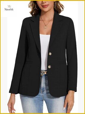 Casual Linen Cotton Blazer Long Sleeve Button Front Notch Lapel Work Office